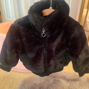 Black Faux Fur Baby Coat